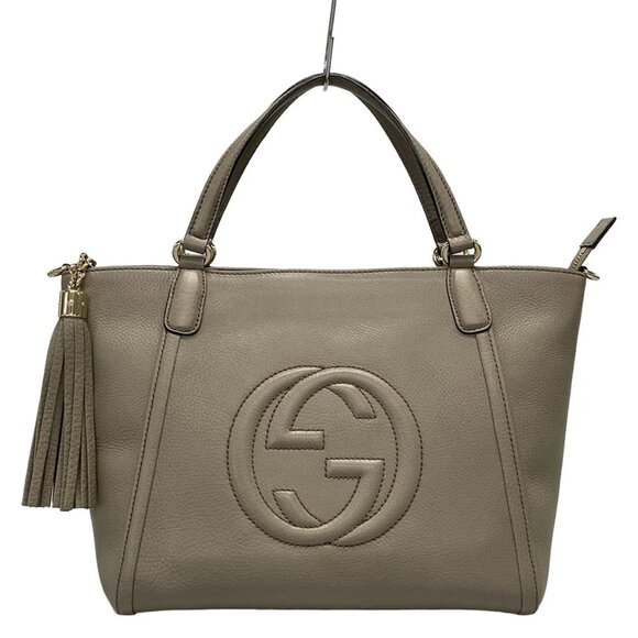 GUCCI Soho  Gray Beige Leather - Handbag 794-071425 - Picture 1 of 14
